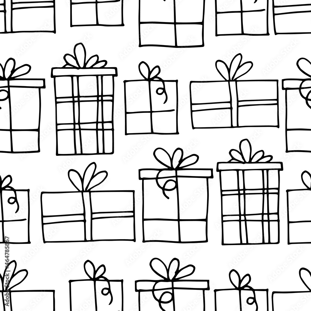 simple vector seamless pattern in doodle style. holiday print with gifts. background for the holiday