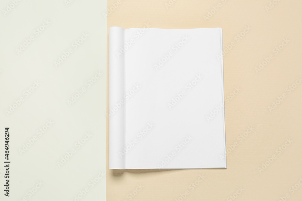 Blank magazine on beige background