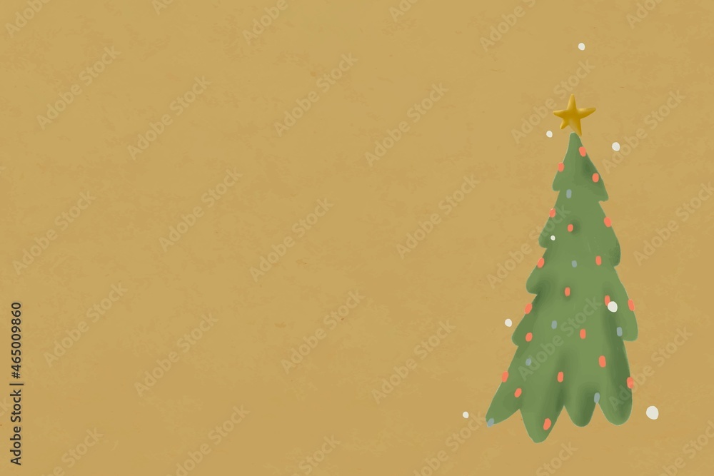 Christmas tree background, cute winter holidays pattern illustration