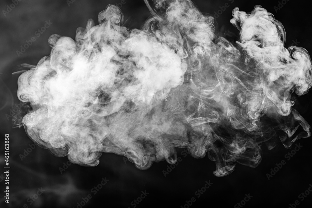 White smoke on a black dark background