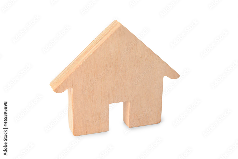 Wooden house on white background