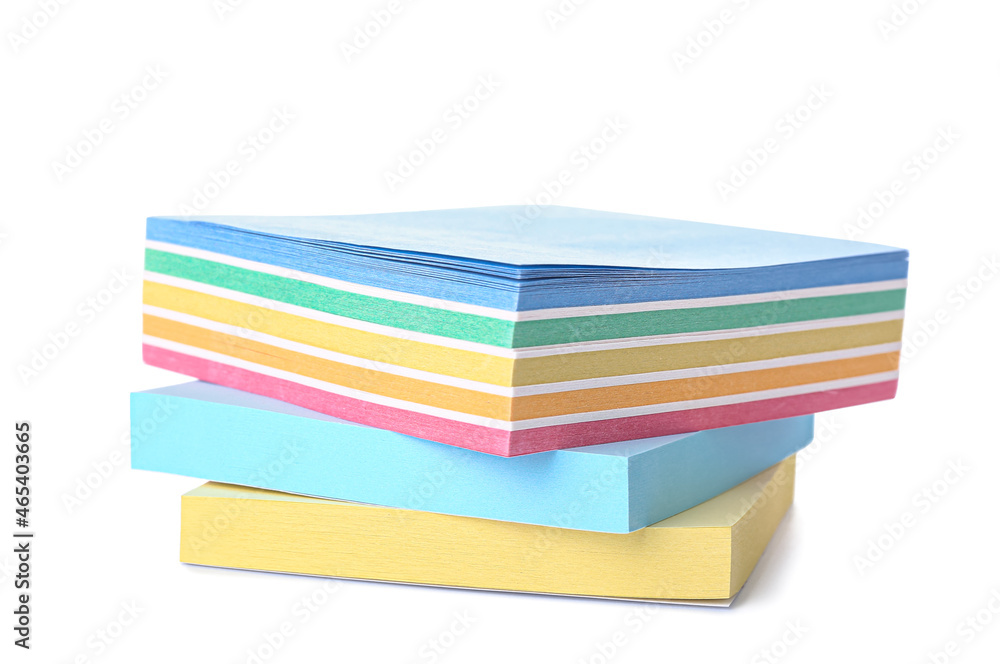 Colorful sticky notes on white background