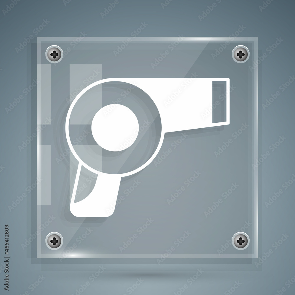 White Hair dryer icon isolated on grey background. Hairdryer sign. Hair drying symbol. Blowing hot a