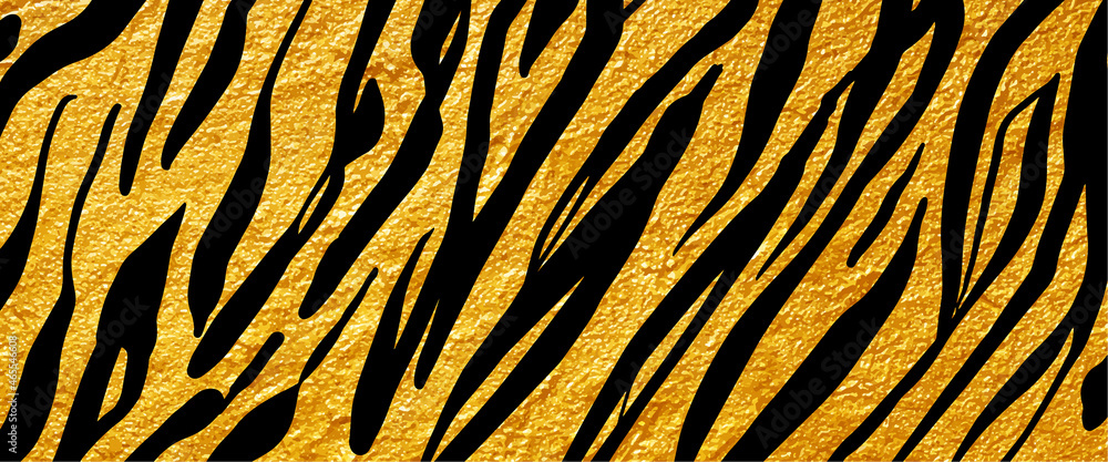 Tiger pattern. Tiger texture on gold background.