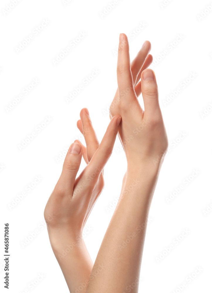 Female hands isolated on white background