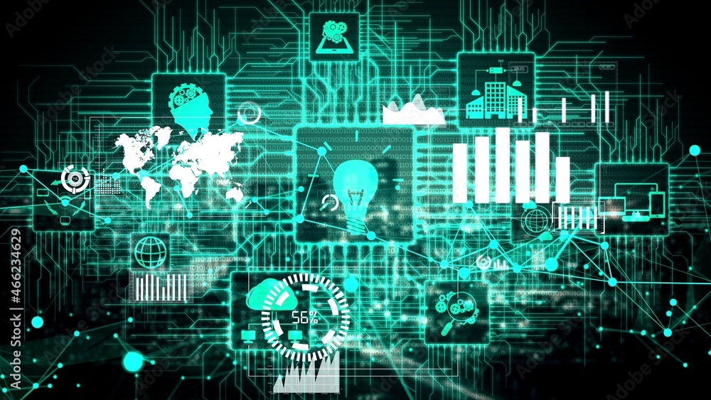 Innovation Technology for Business Finance conceptual . Modern graphic interface showing symbol of i