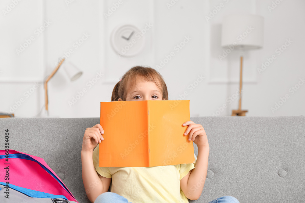 Little girl doing her lessons at home