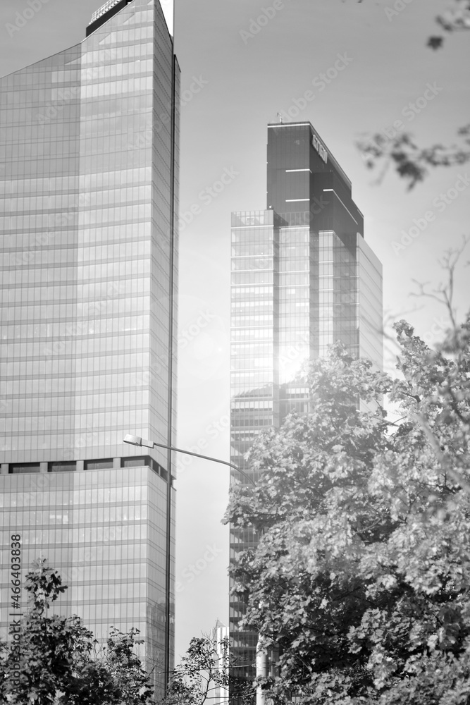 Corporate architecture building. New modern office building. Textured pane of contemporary glass arc