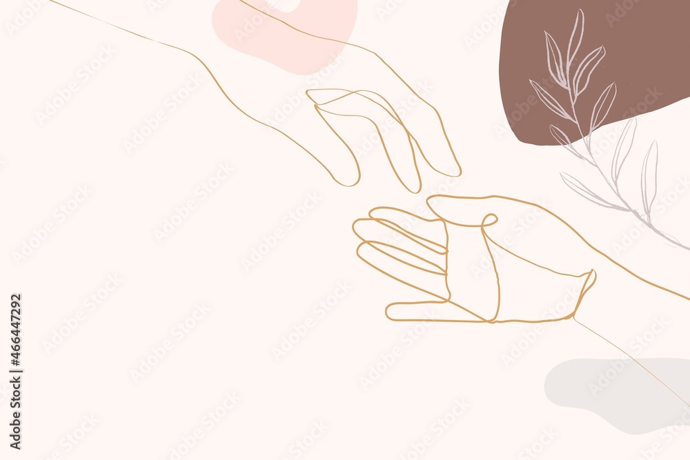 Hand & rose line art abstract illustration