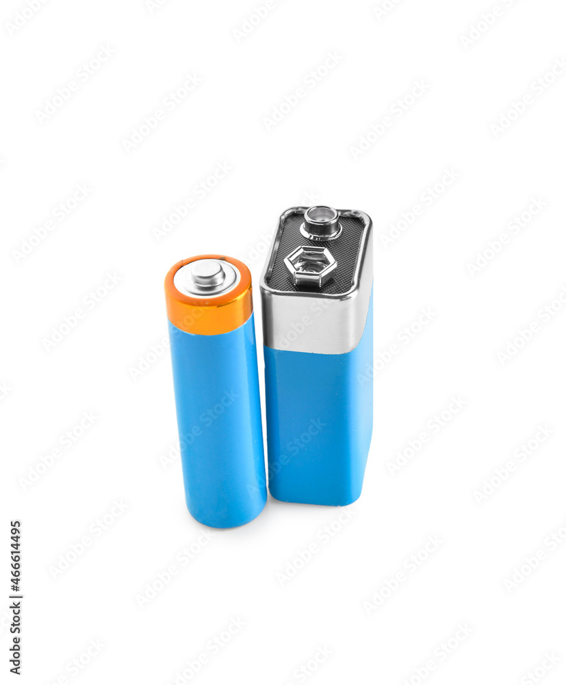 Alkaline batteries isolated on white background