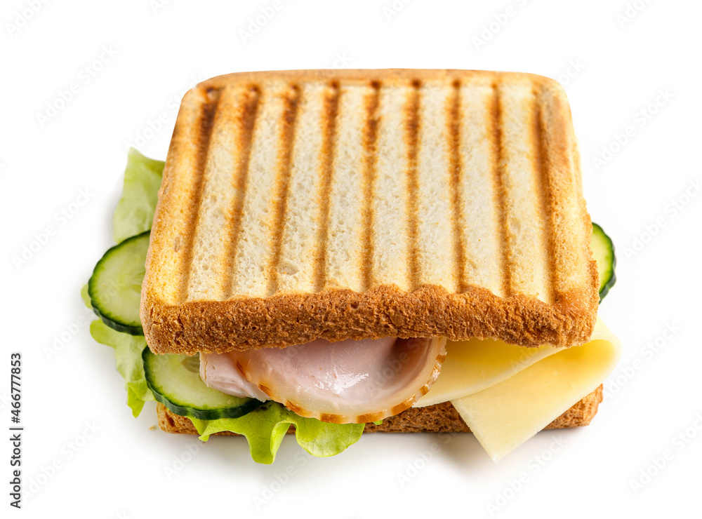 toasted bread with ham and vegetables