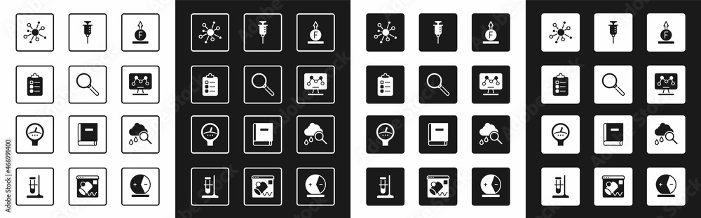 Set Force of physic formula, Magnifying glass, To do list planning, Molecule, Genetic engineering, S