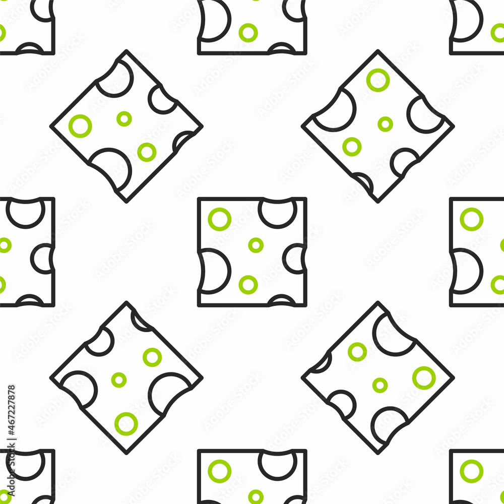 Line Cheese icon isolated seamless pattern on white background. Vector