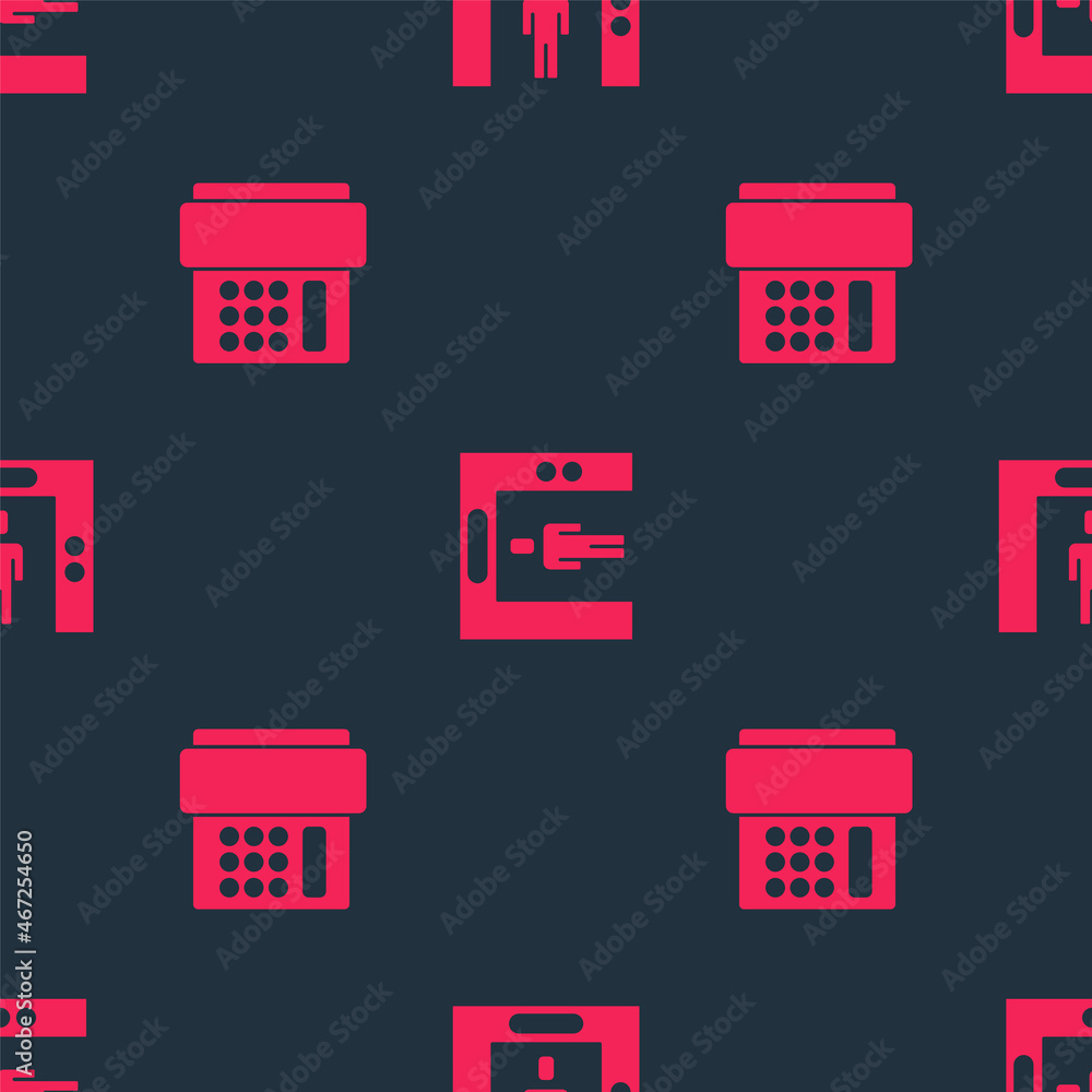 Set Telephone handset and Lift on seamless pattern. Vector