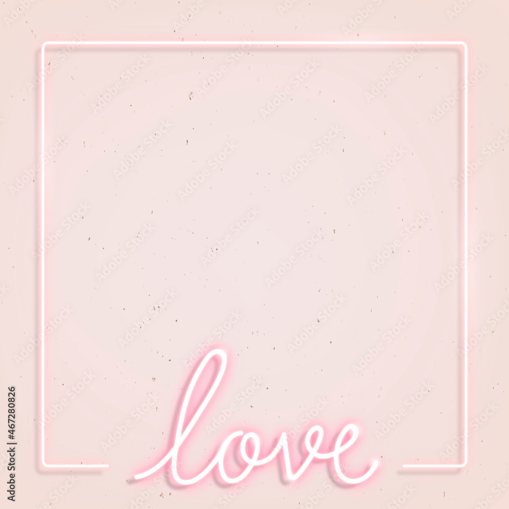 Feminine neon frame on a pink background vector