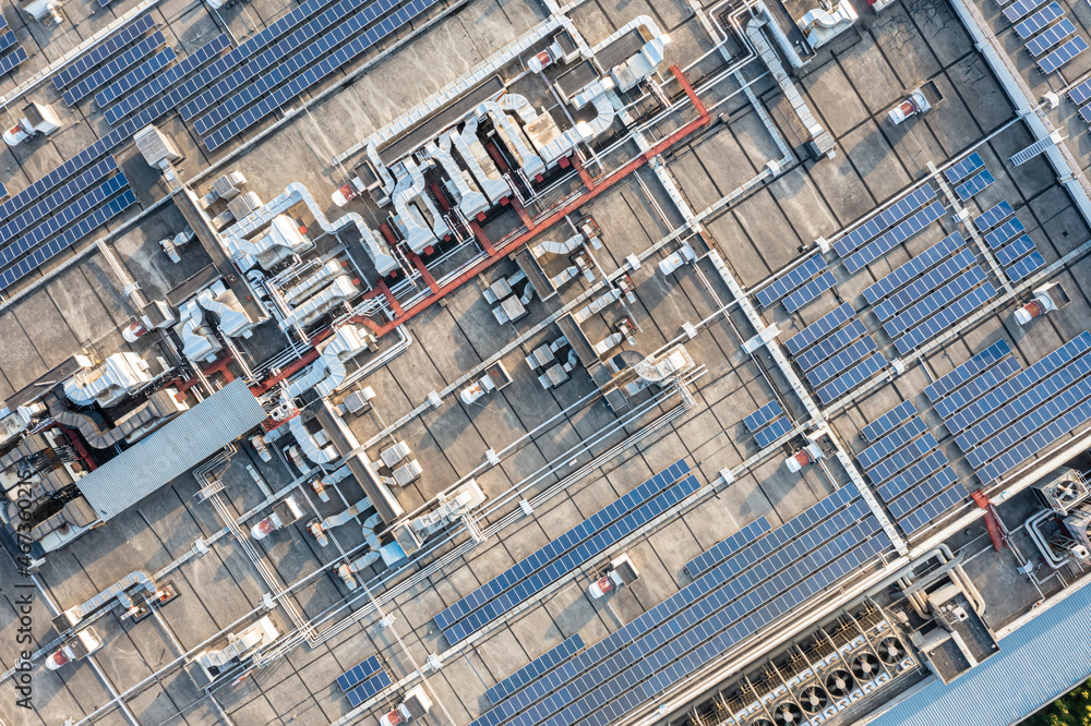 solar power station on factory rooftop