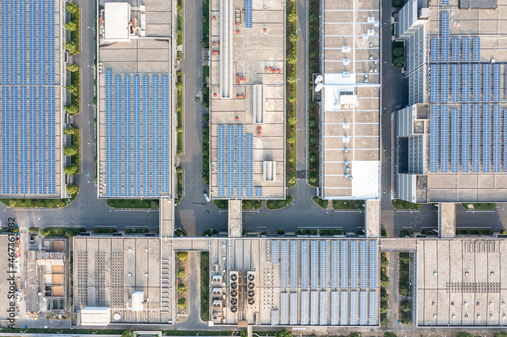 solar power station on factory rooftop