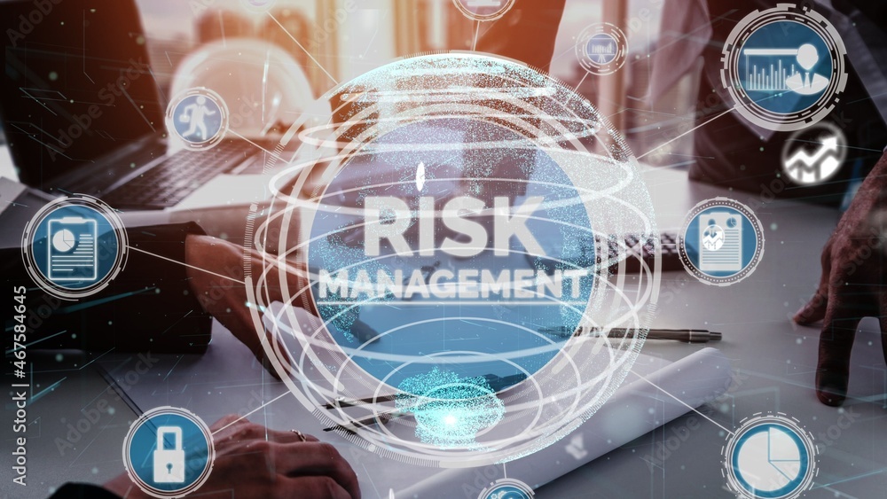 Risk Management and Assessment for Business Investment conceptual . Modern graphic interface showing