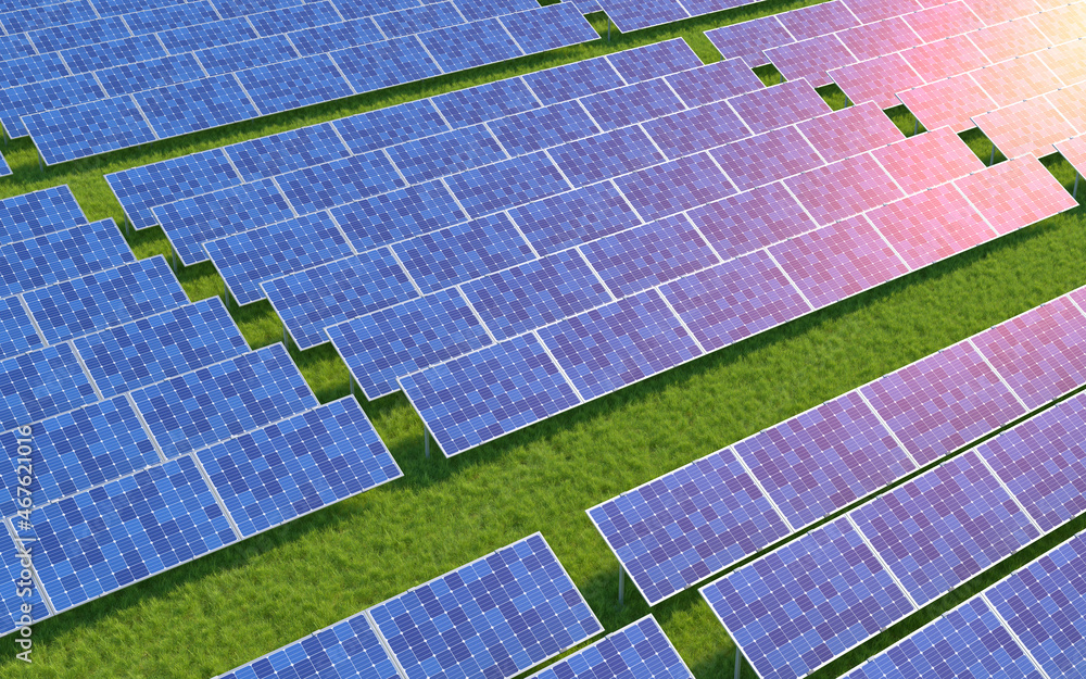 Solar panel, solar energy, 3d rendering.