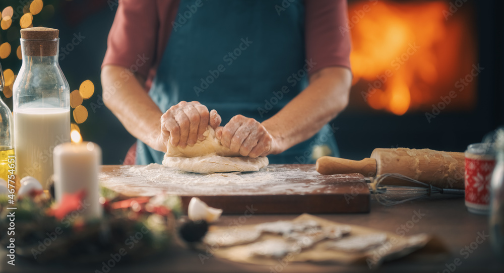 煮圣诞食品的女人