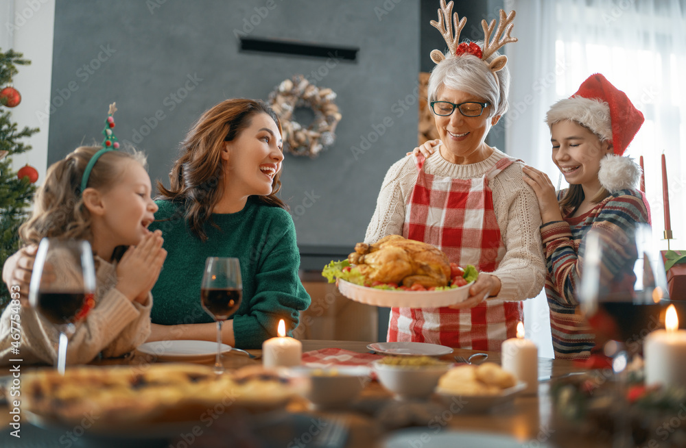 family celebrating Christmas