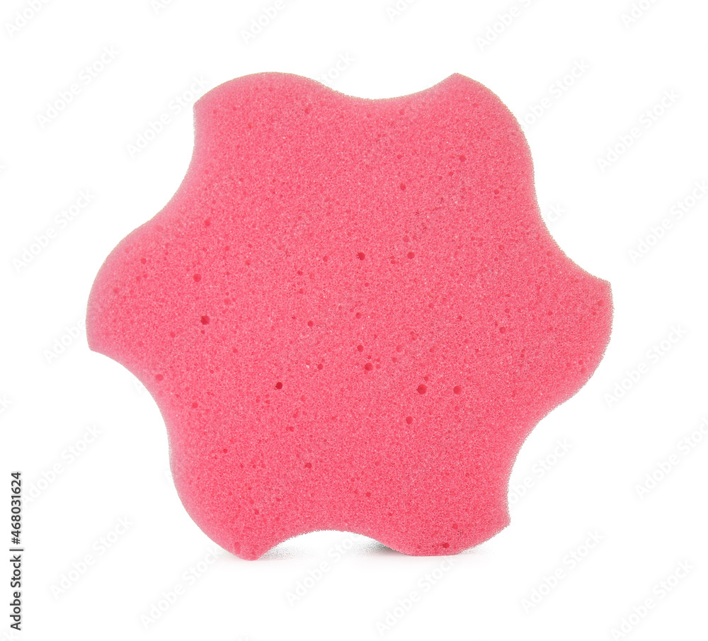 Star shaped bath sponge on white background