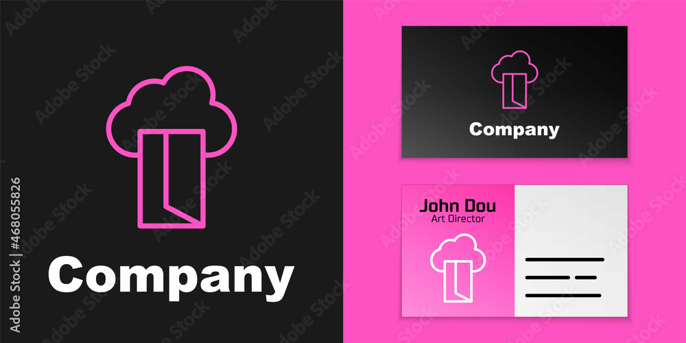 Pink line Cloud database icon isolated on black background. Cloud computing concept. Digital service