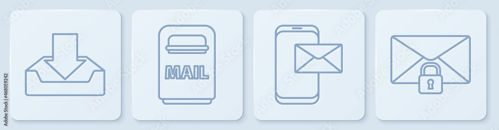 设置行下载收件箱、手机和信封、邮箱和邮件锁定密码。白色方块