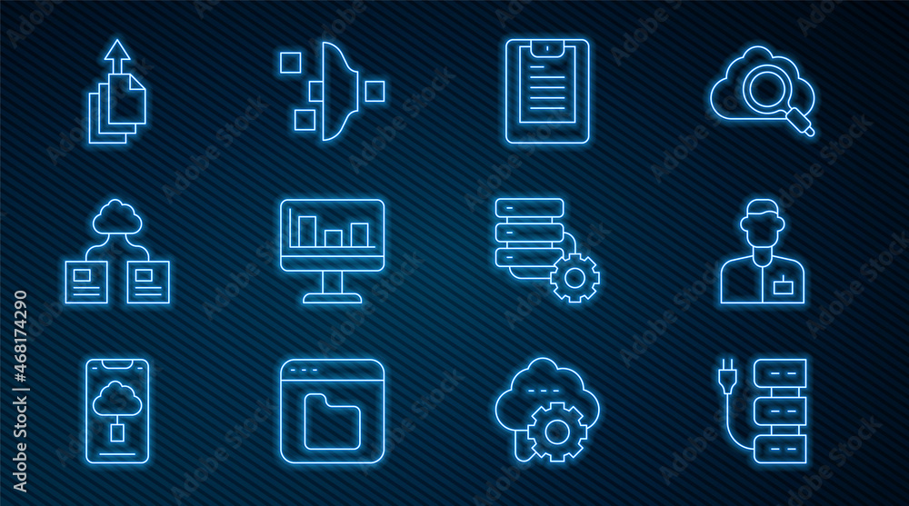 设置行服务器、分析工程师、数据报告、带图表的监视器、云技术数据传输