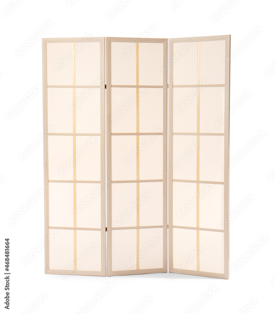 Stylish folding screen isolated on white