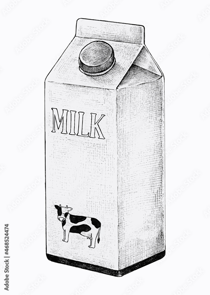 Hand drawn carton of milk vector