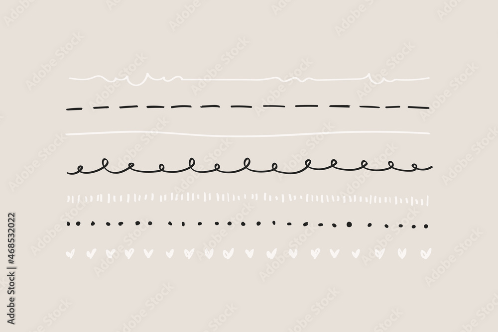 可爱的涂鸦线边界矢量集