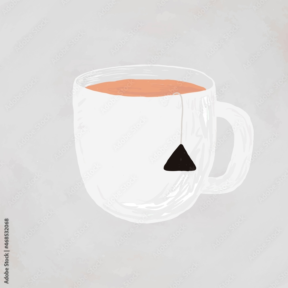 Cup of tea element vector cute hand drawn style