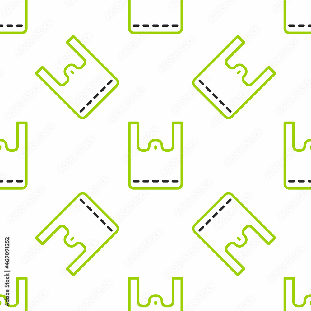 Line Paper shopping bag icon isolated seamless pattern on white background. Package sign. Vector