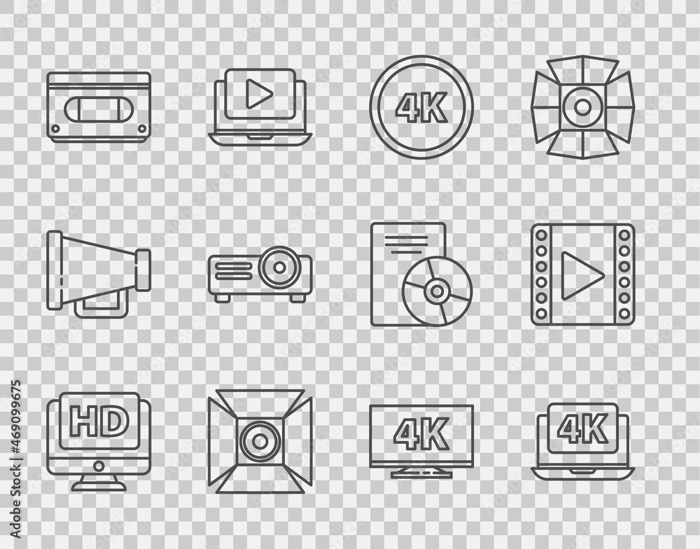 带高清视频、笔记本电脑4k、Ultra、电影聚光灯、VHS盒式磁带、电影、电影、m的设置线监视器