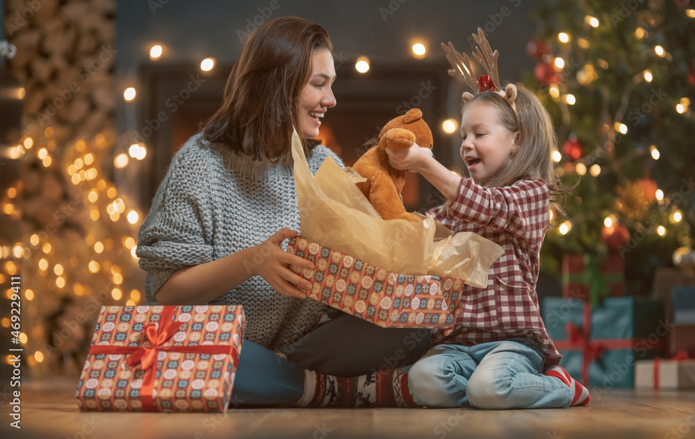 family celebrating Christmas