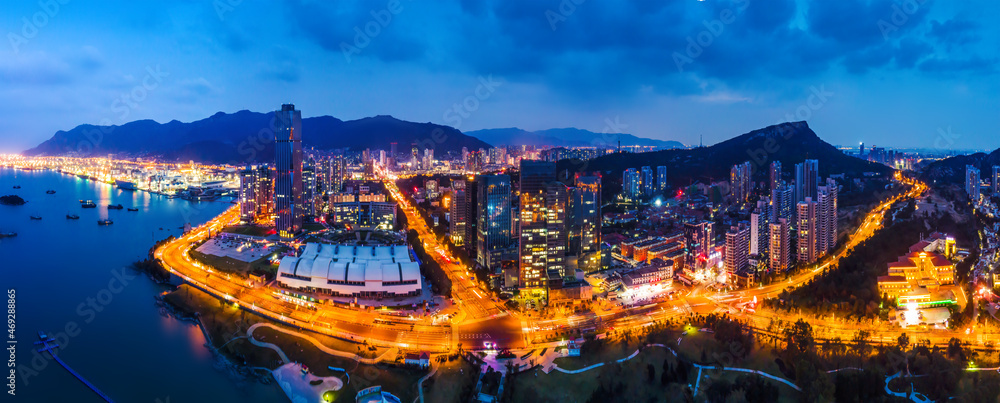 连云港城市夜景航拍