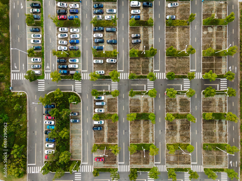 Aerial view of parking lot