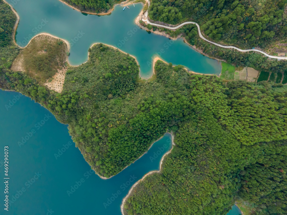 Aerial photography of the natural scenery of Hangzhou Qiandao Lake