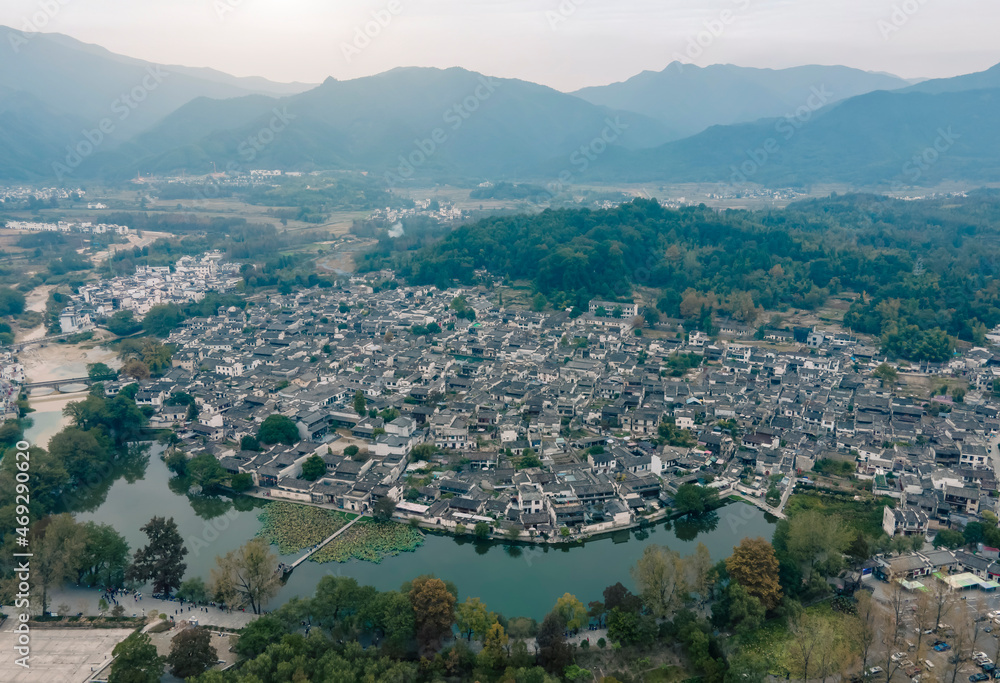 安徽宏村鸟瞰图