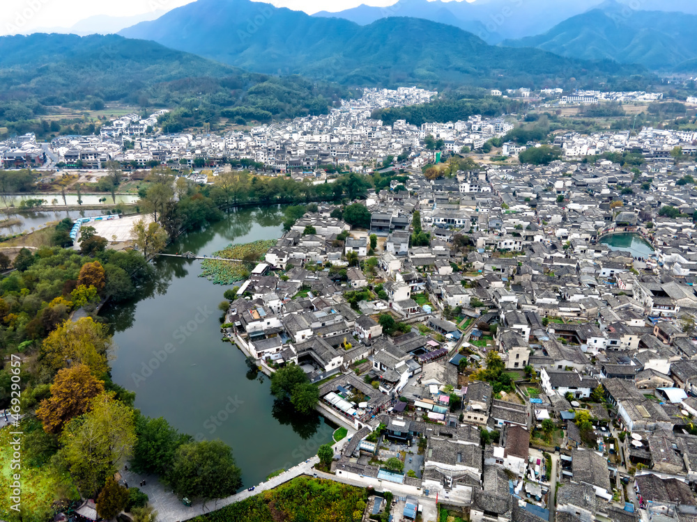 安徽宏村鸟瞰图