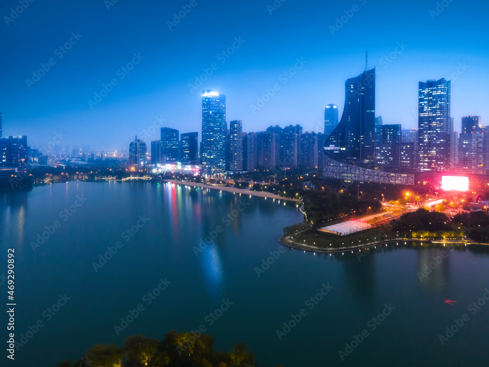 Aerial photography of Hefei city scenery at night