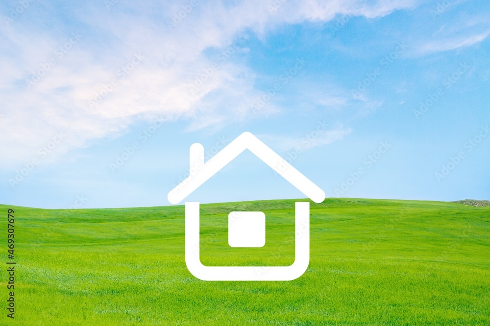 Land or landscape of green field Include agriculture farm, icon of residential, home or house buildi