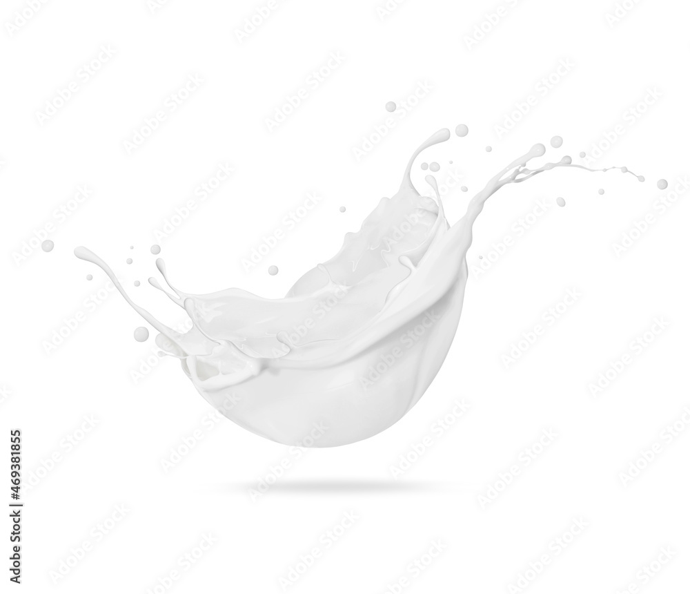 Splash of milk or cream close up isolated on white background