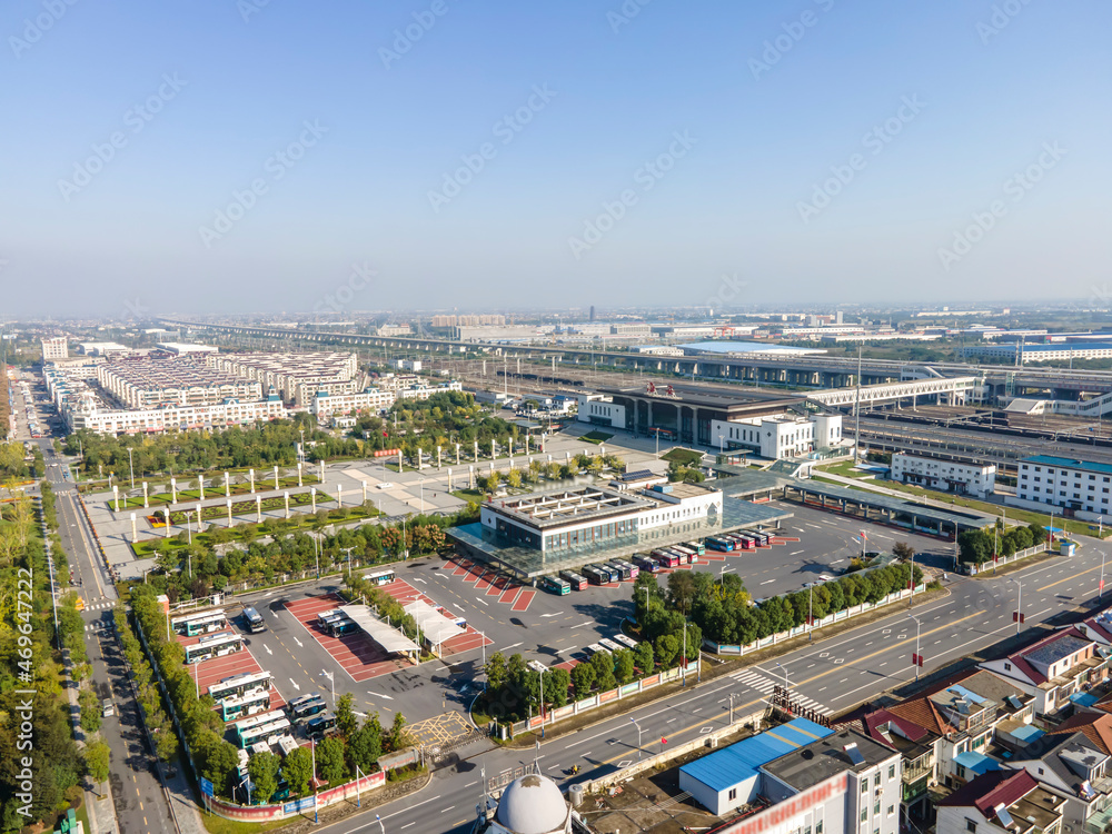 航拍中国海安市建筑景观