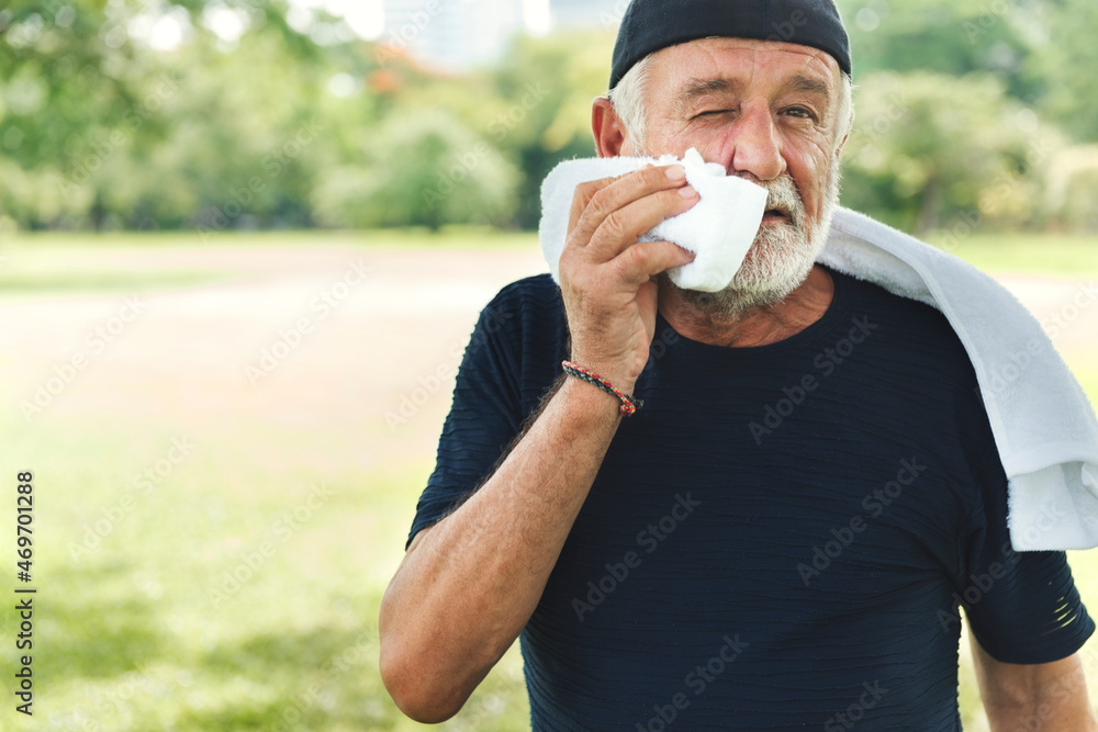 Senior Man Exercise Park Outdoors Concept