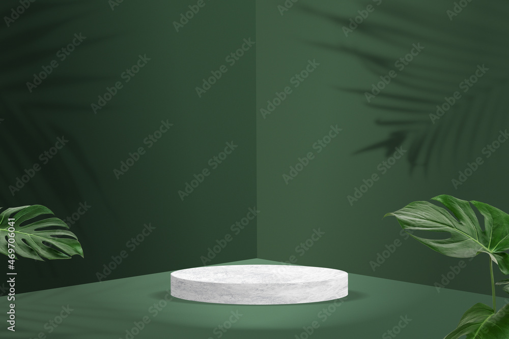 Botanical product backdrop with tropical leaves