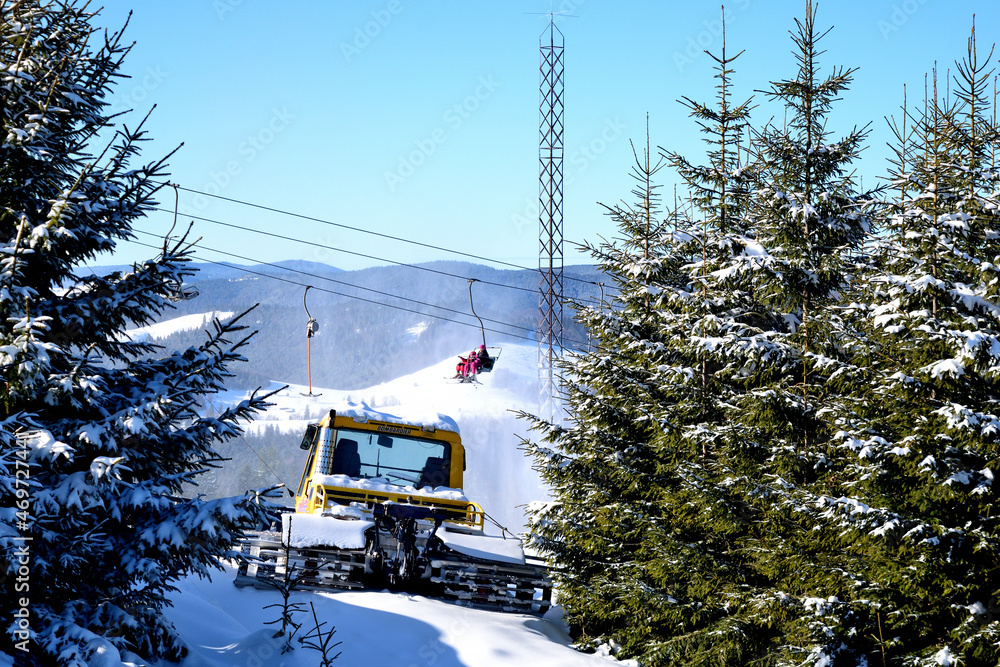 ski lift in winter