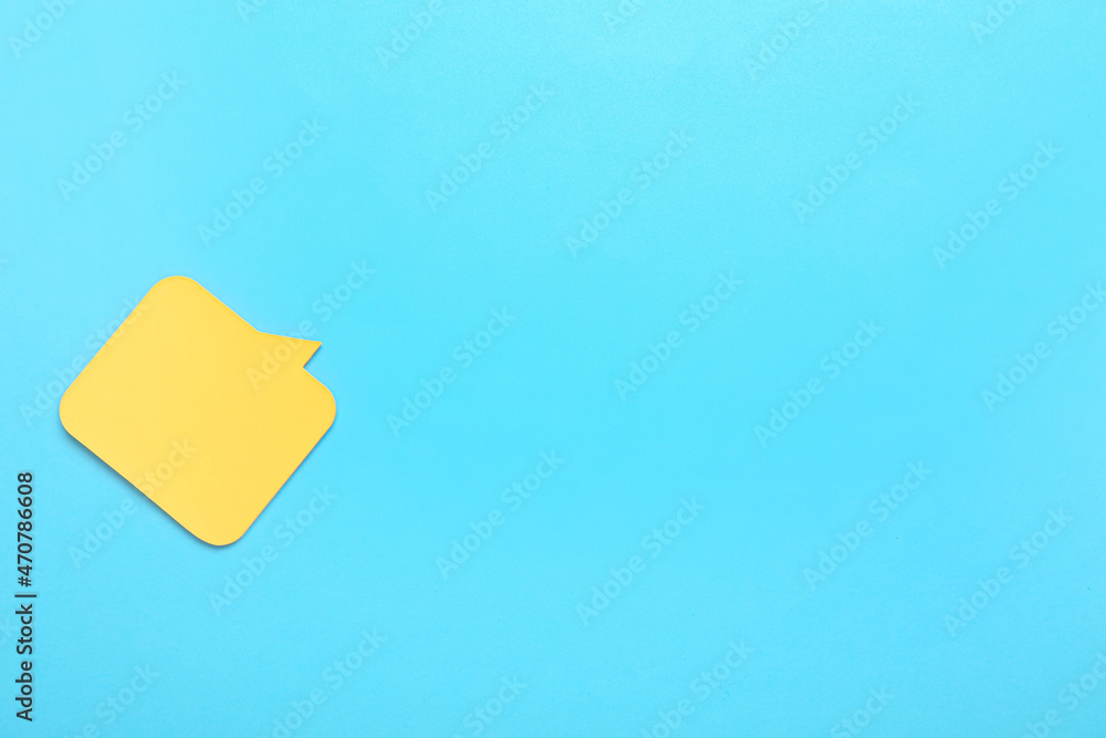 Sticky notes in shape of speech bubble on color background