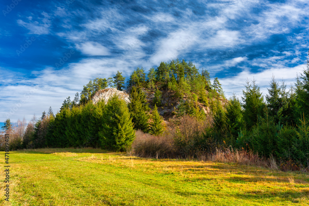 Landscape of the Białka River gorge in the Pieniny region, Poland